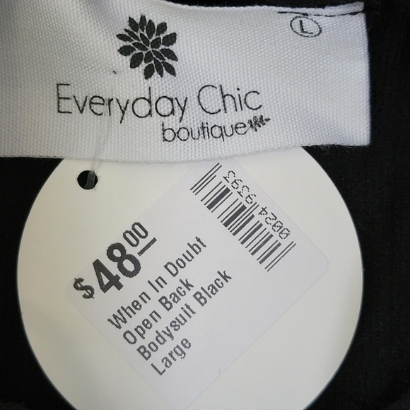 NWT Everyday Chic Boutique | When In Doubt Open Back Black Ribbed Bodysuit - Picture 6 of 7
